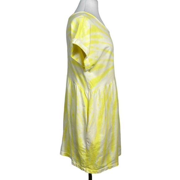WILD Fable Target Cotton French Terry Babydoll Shift Dress Sunny Yellow Tie Dye - Picture 3 of 5